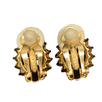 Nina Ricci Earrings Gold Silver NR Monogram Vintage Rhinestone Clip-On