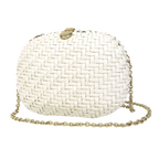 Courrèges Elegant White Woven Mini Bag with Chain Strap