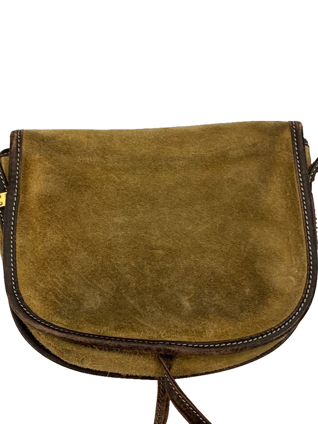 LOEWE Sac bandoulière suède kaki / cuir marron