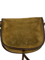 LOEWE Sac bandoulière suède kaki / cuir marron