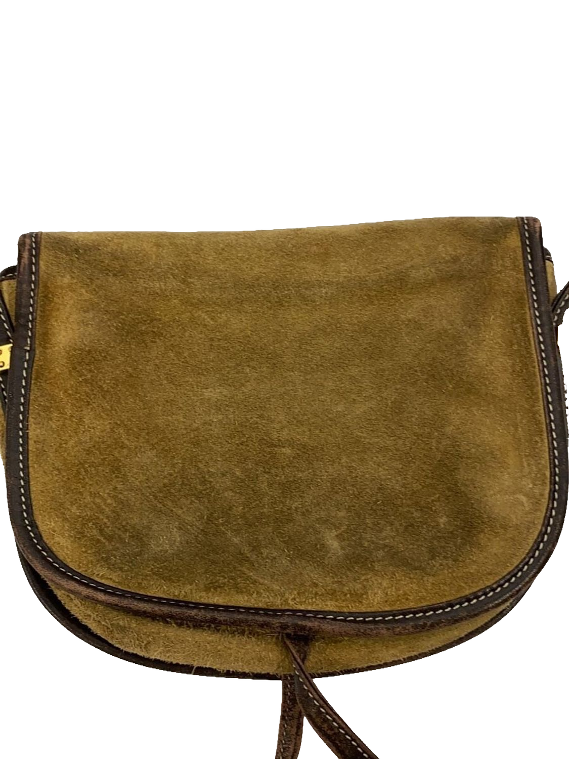 LOEWE Sac bandoulière suède kaki / cuir marron