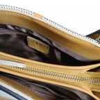UNGARO Sac à main U by Ungaro en toile grise cuir jaune