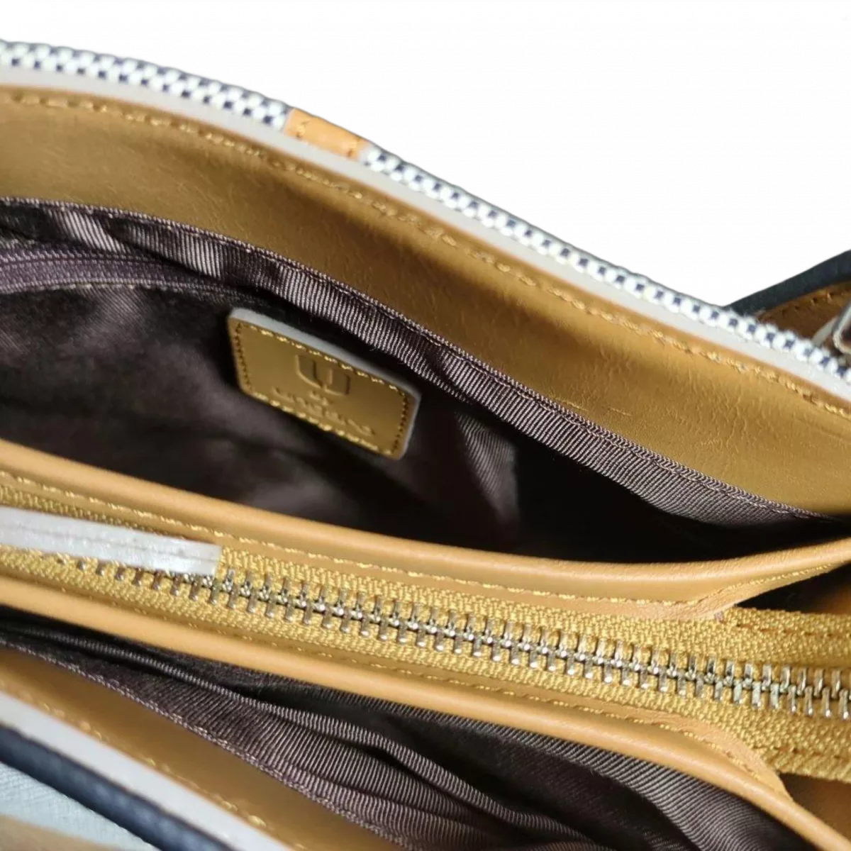 UNGARO Sac à main U by Ungaro en toile grise cuir jaune