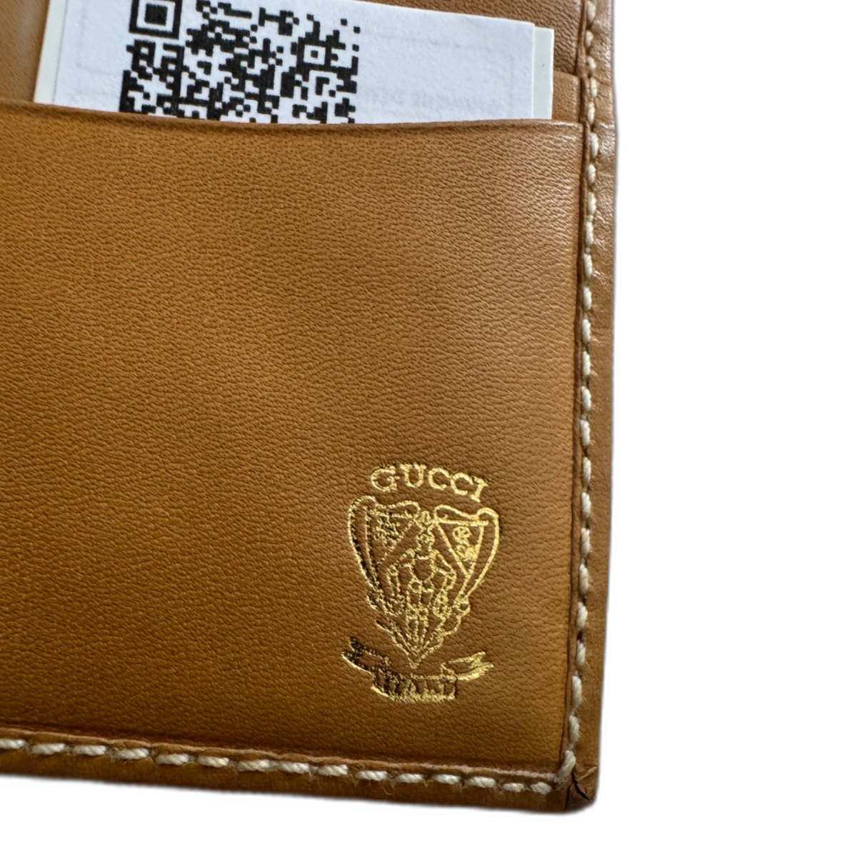 GUCCI Portefeuille Gucci Monogram GG et cuir vachette or