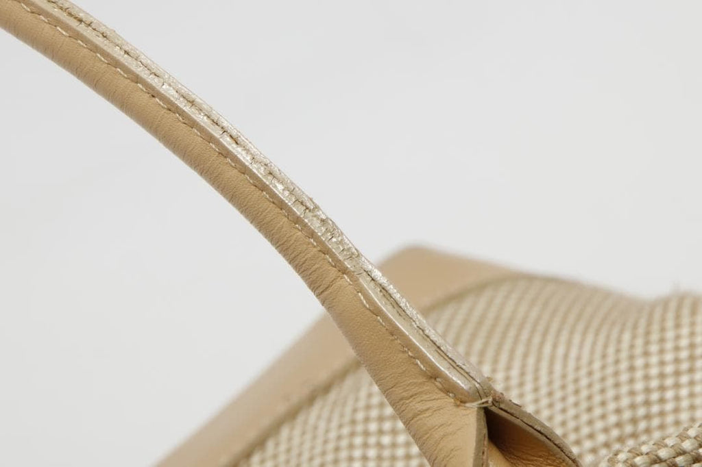 Courreges Tote Beige Canvas Leather Trim Vintage