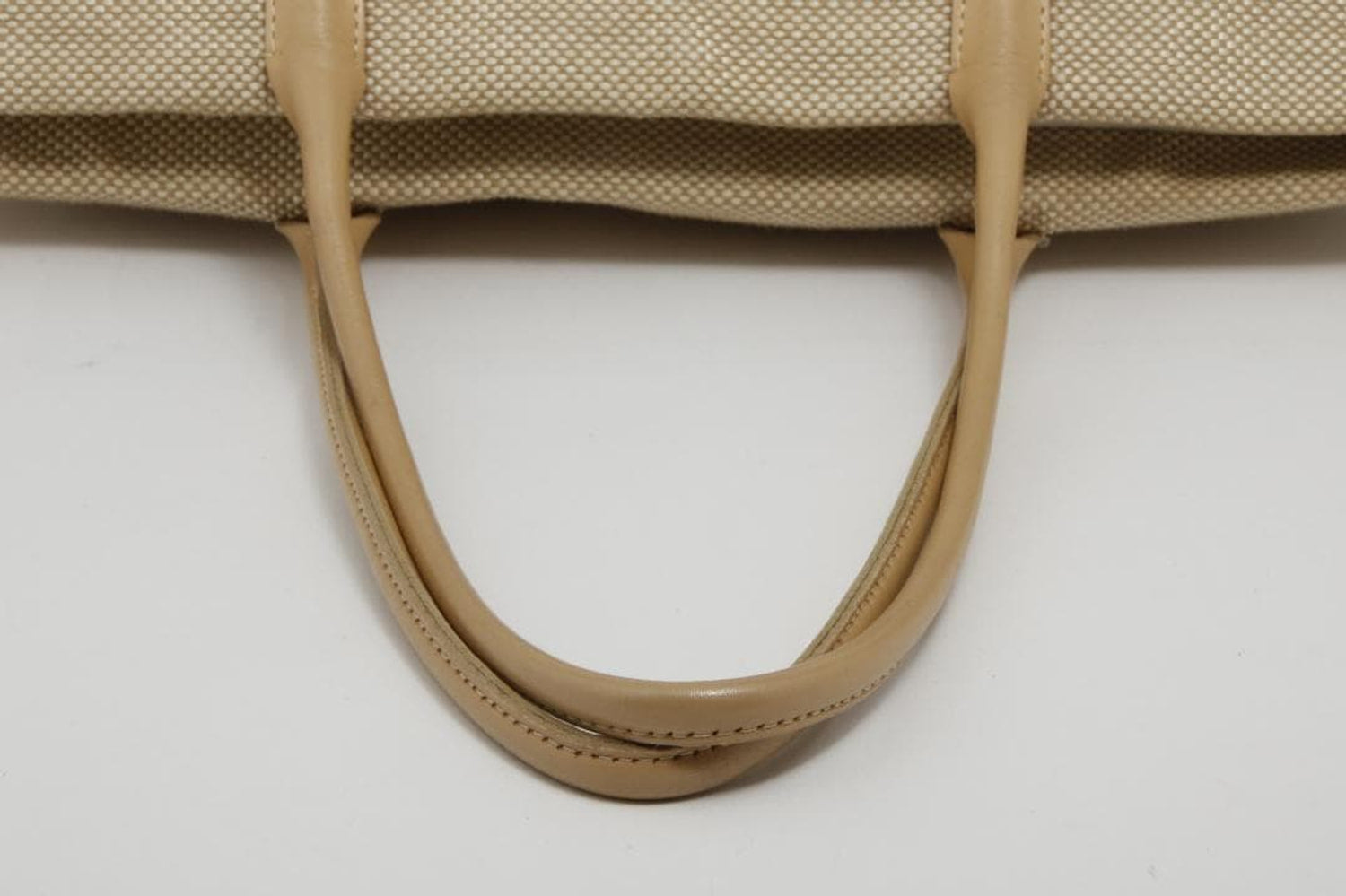 Courreges Tote Beige Canvas Leather Trim Vintage