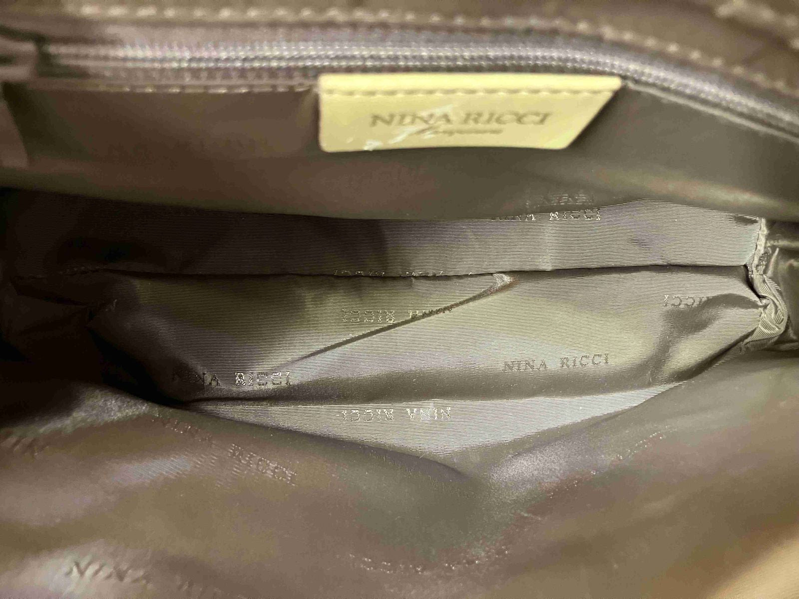 Nina Ricci Handbag Beige Textured Leather Vintage Top Handle Bag
