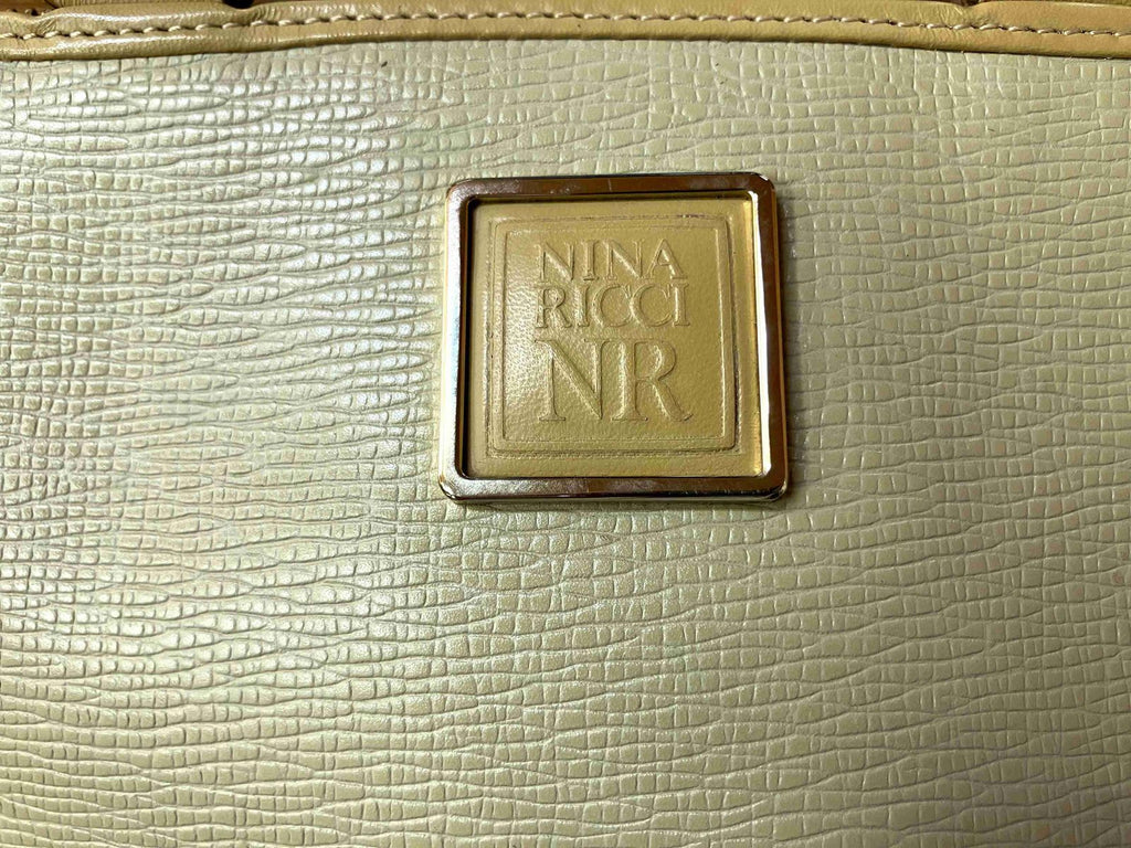 Nina Ricci Handbag Beige Textured Leather Vintage Top Handle Bag