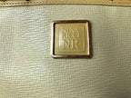 Nina Ricci Handbag Beige Textured Leather Vintage Top Handle Bag