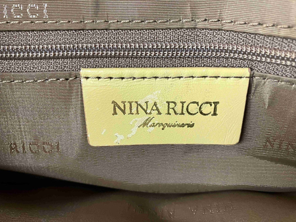 Nina Ricci Handbag Beige Textured Leather Vintage Top Handle Bag