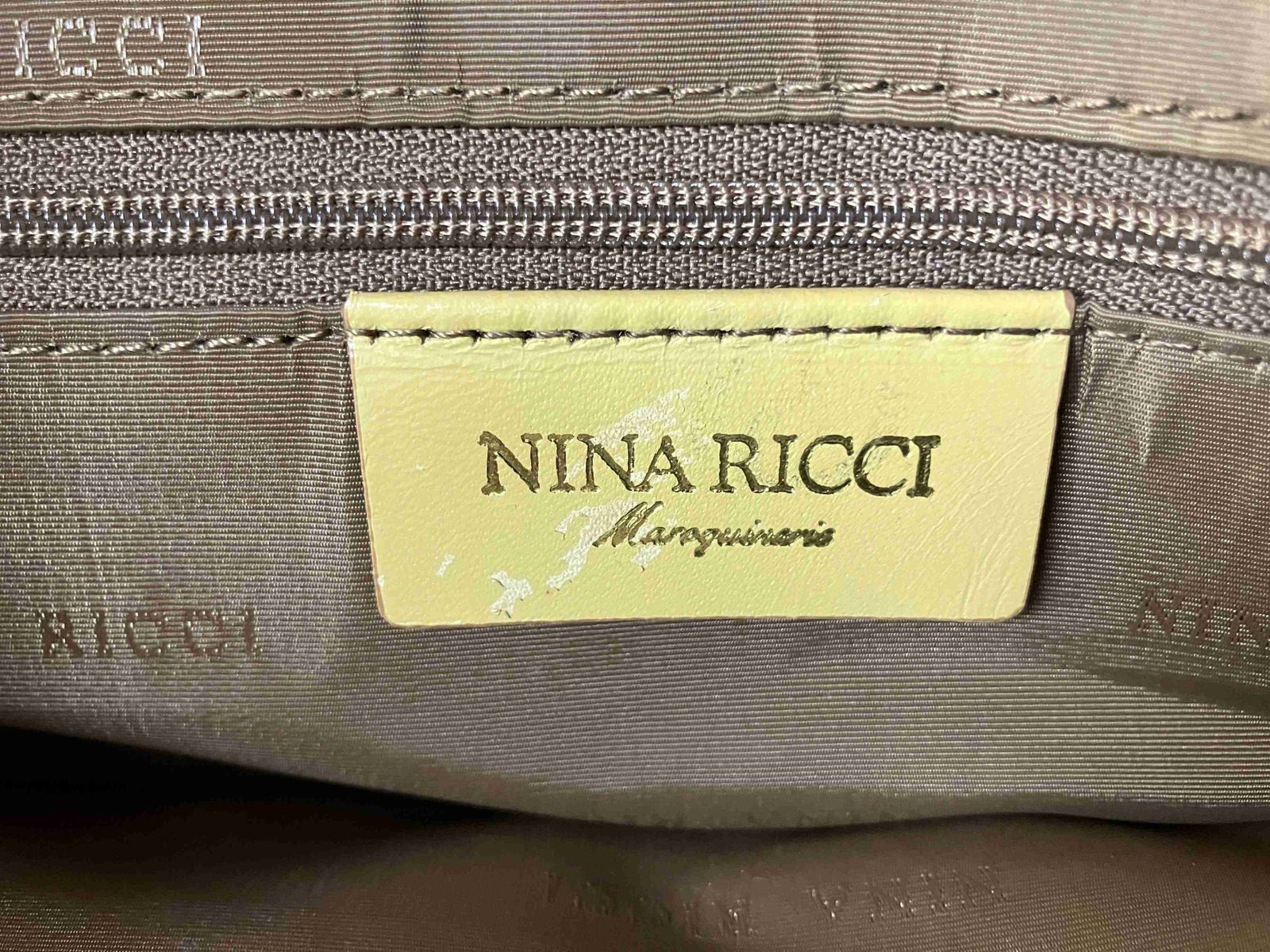 Nina Ricci Handbag Beige Textured Leather Vintage Top Handle Bag